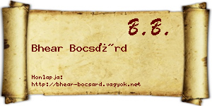 Bhear Bocsárd névjegykártya